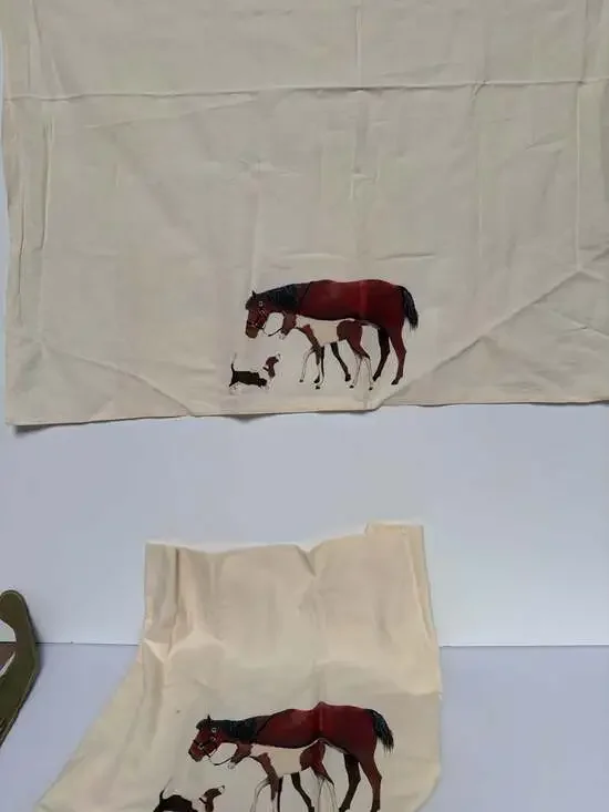 Mare Foal and Basset Hound Flour Sack Tea‎ Towel Set 2