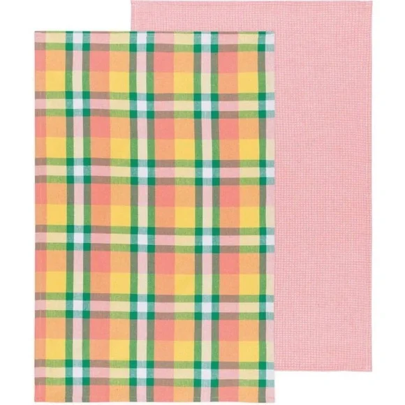 Now Design 2 Second Spin Recycled Cotton Kitchen Towels  Plaid Meadow - New