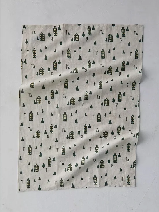 New🌟Anthropologie-Evergreen Concordville Village Dish Towel