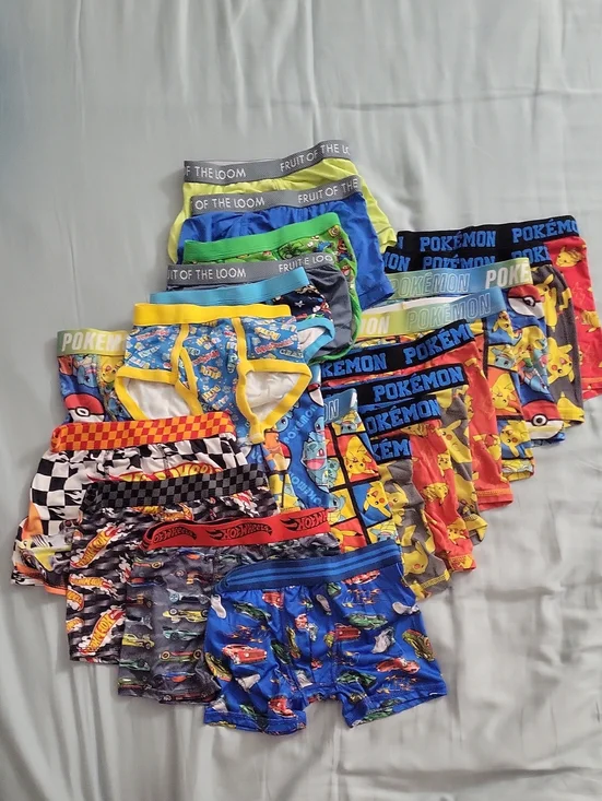 Pack Of 22 Kids Briefs - Pokemon, Hotwheels, Fruit Of The Loom Size 6, 6/7, S