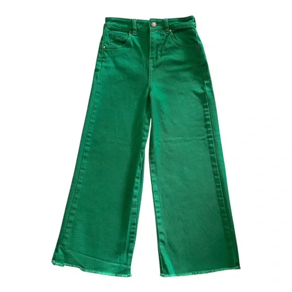 Girls Pants Copper Key Kids Wide Leg Flare Bottom Green Jeans Trendy Size 8