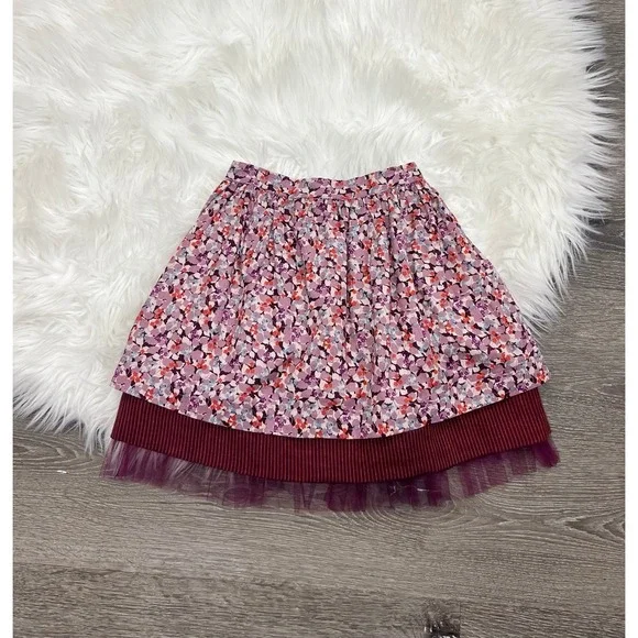 Peas & Queues Girls Boho Floral Styled Purple & Red Molly Skirt Size 10 NEW($56)
