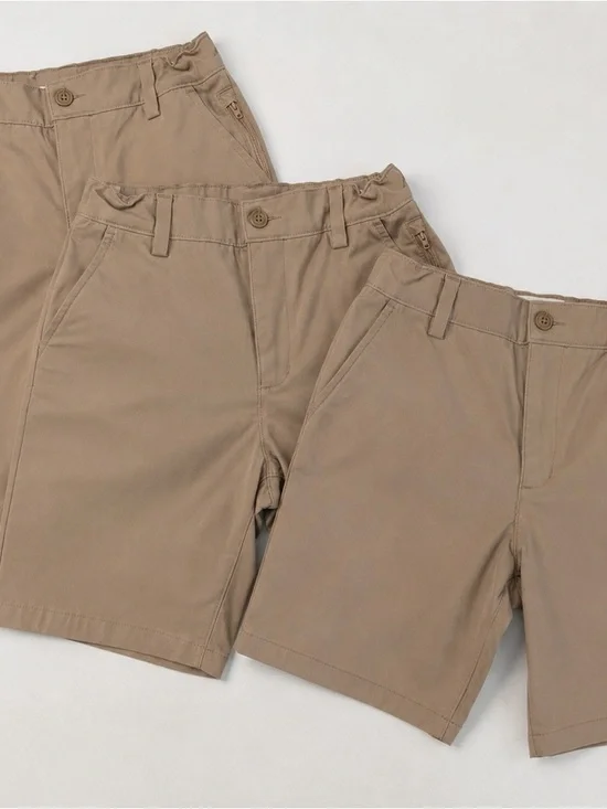 Lands' End Boys Khaki Tan Shorts - Set of 3