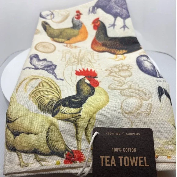 Cognitive Surplus 100% Cotton Tea‎ Towel Rooster Chicken Farmhouse Kitchen Decor