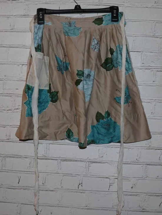 ✨ Women’s Apron • Modern Floral ✨ Modern green‑blue floral women’s apron with lo