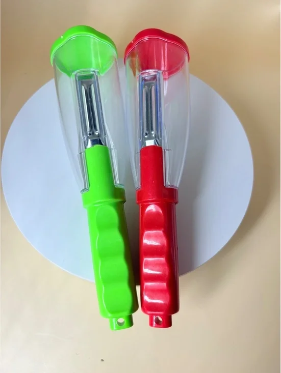 Travel Peeler w/ Peel Catcher Red or Green Handheld Kitchen Gadget