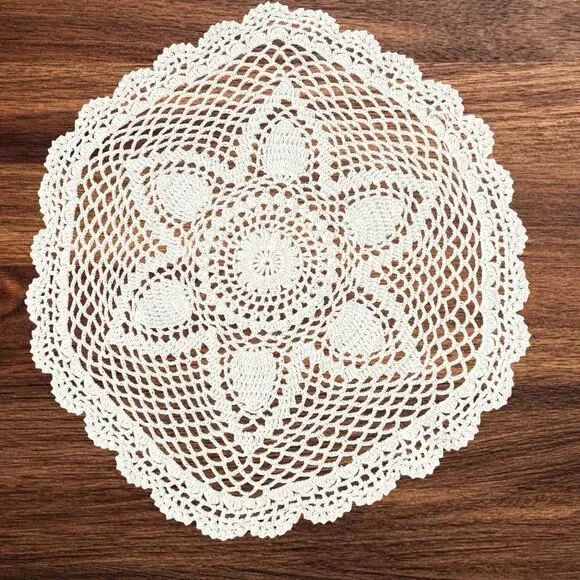 Handmade White Crochet Doily 14