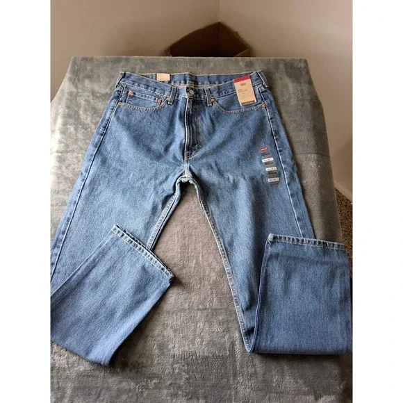 Levis 505 Regular Fit Jeans Mens 36x32 Blue Straight Leg Denim Pants NWT