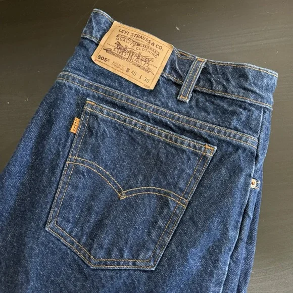Vintage‎ Levis 505 Jeans Mens 40x30 Blue Denim Orange Tab Chore Straight Leg 90s