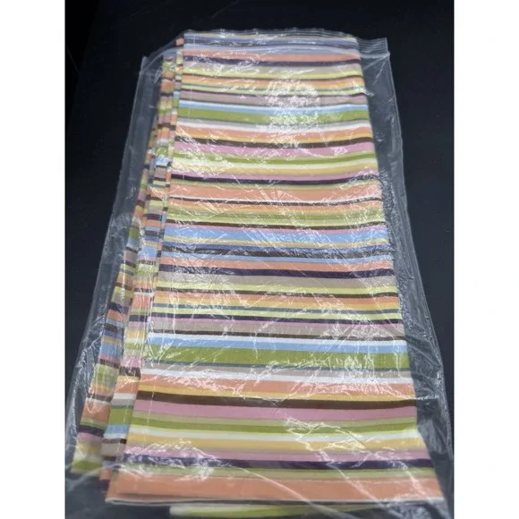 🌞 Longaberger Set of 2 Summertime Stripe Napkins NIP 🍋 New in Package 🧺