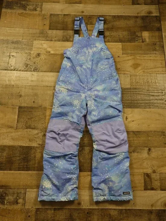 Lands' End Squall Iron Knee Snow Bibs Girls 8 Slim Blue Winter Ski Pants