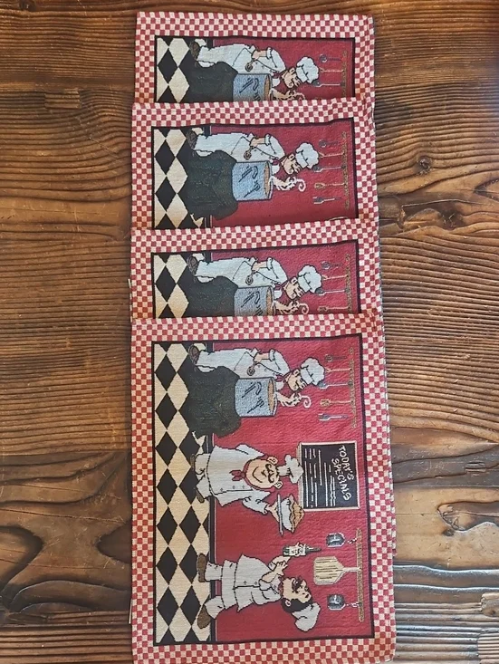 Red Checkered Chef Placemat Set