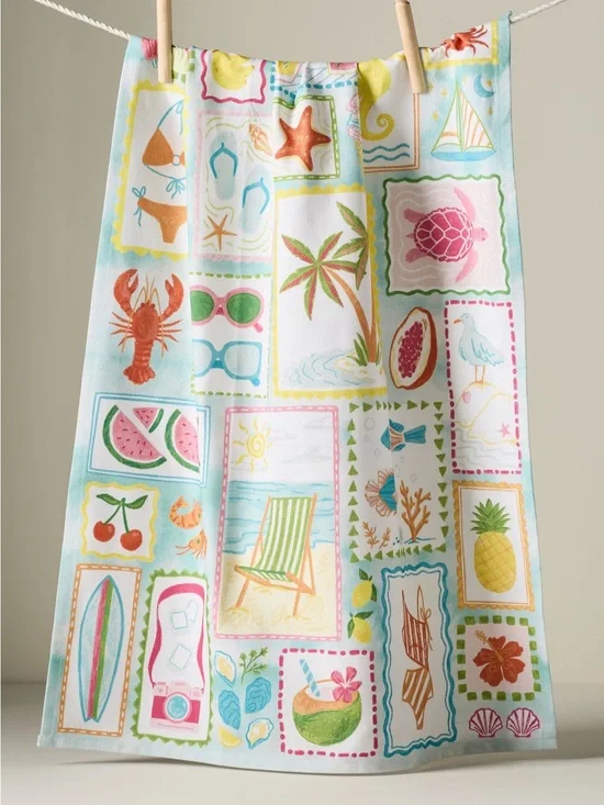 Anthropologie Summer Collage Dish Towel