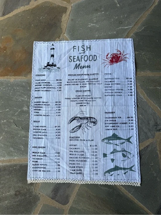 New🌟Anthropologie-Fish and Seafood MANILA MENU Dish Towel
