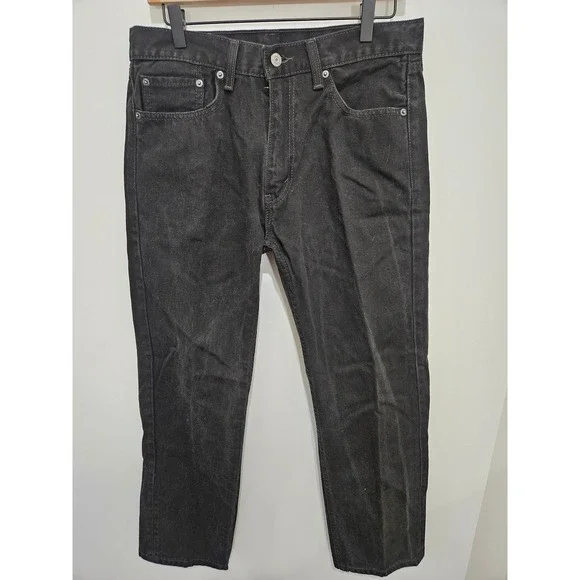 Levis 505 Regular Fit‎ Straight Leg Black Denim Jeans Mens W33 L30