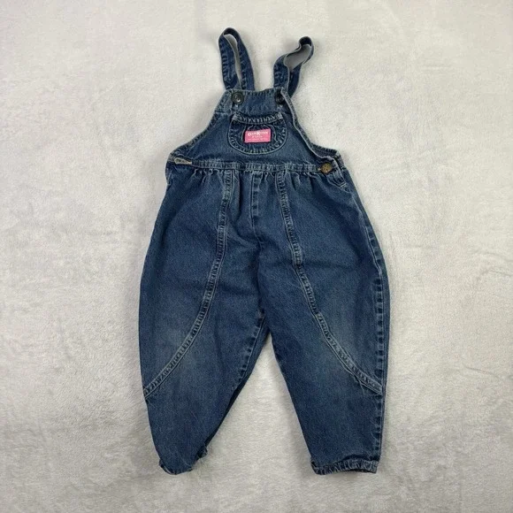 VTG Oshkosh B'Gosh Blue Denim Jeans Overalls Toddlers 4T Kids