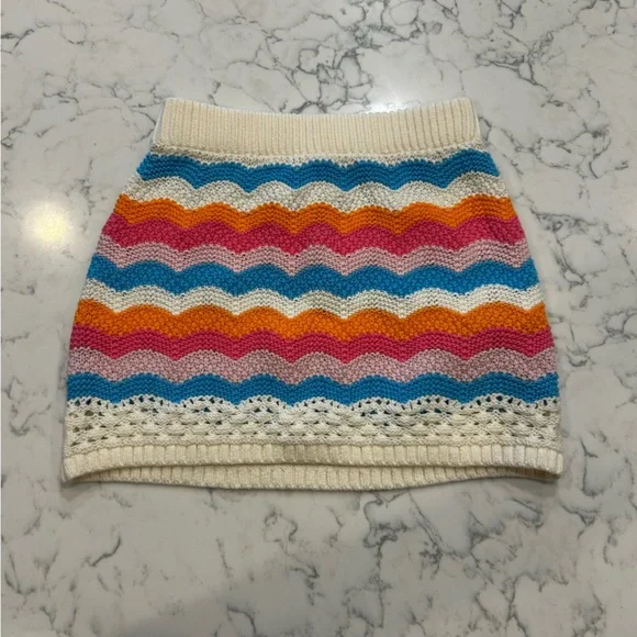 NWT Gap Kids 100% Cotton Crochet Style Striped Skirt‎ Size XS (4-5)