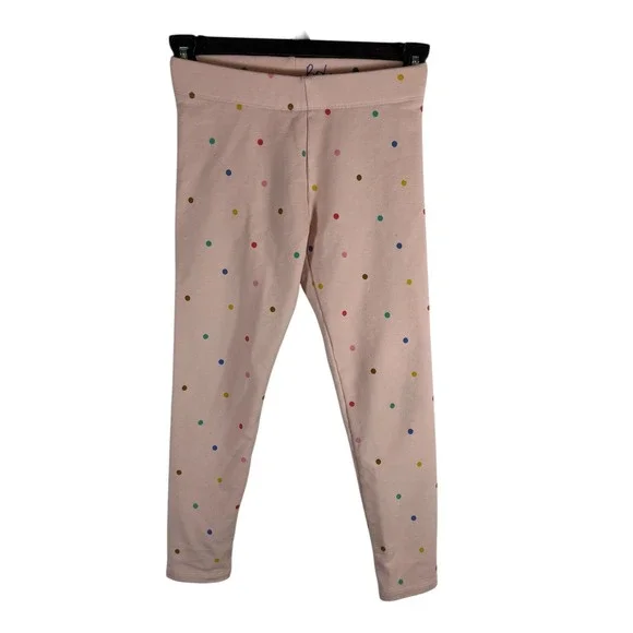 Boden Kids Pink Polka Dot Leggings Multi Color Spots Size 7-8Y‎ Cotton Blend