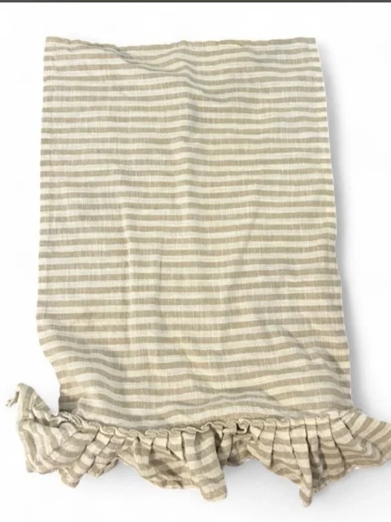 Beige and Cream Striped Cotton Hand Towel