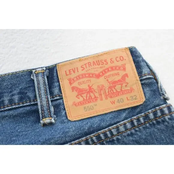 Levi's 550 Relaxed Fit Straight Blue Denim Jeans Mens‎ Size 40 x 32