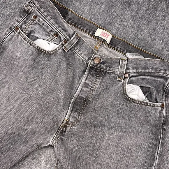 Levi's 501 Original Fit Gray Button Fly Jeans Men's 36x32 Made in Mexico