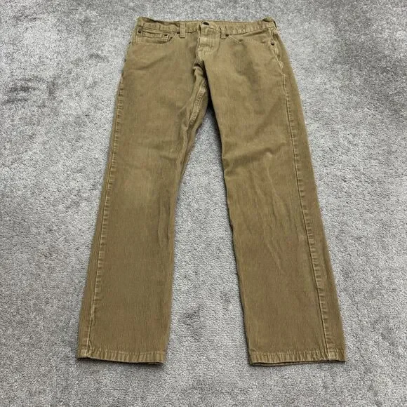 Levi's 502 Corduroy Straight Pants Mens 31 Brown Cord Tan Cotton Stretch Casual