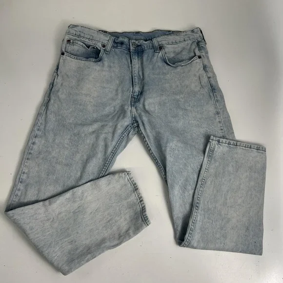 Levis 512 Jeans Mens 38x30 Light Blue Acid Wash Slim Taper Denim Zip Fly
