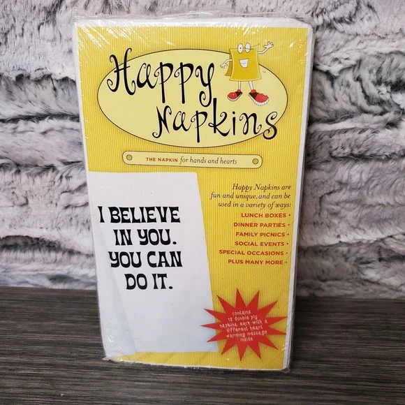 Happy Napkins, 12 Double Ply, Encouragement, Inspiration Lunchbox / Work Notes