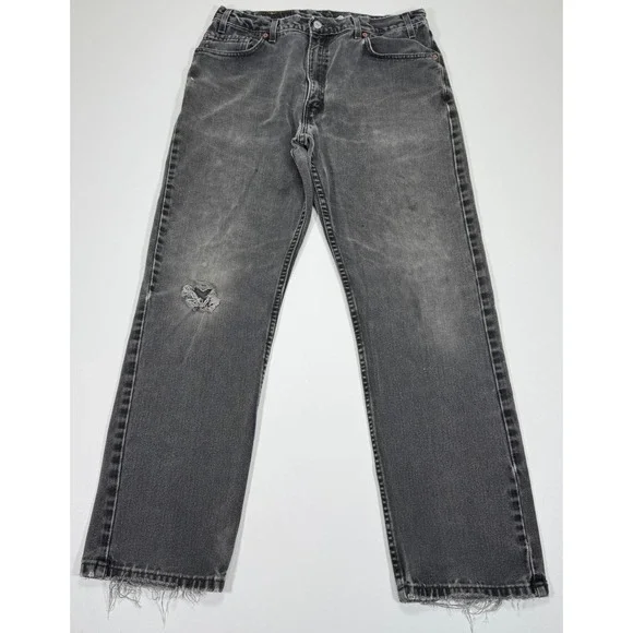 Vintage Levi's 505 Jeans Mens 33x30 Faded Black USA Distressed Grunge Tag 36x32