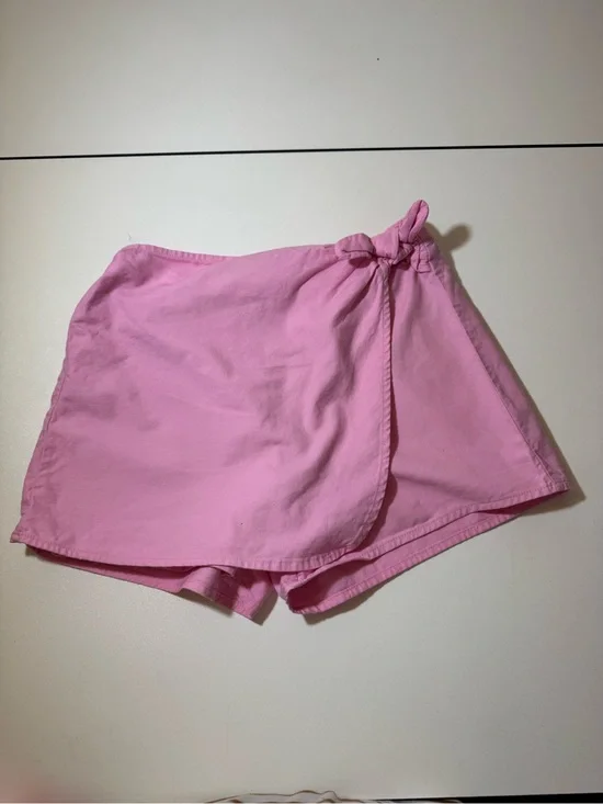 Pink Wrap-Style Girl Skort