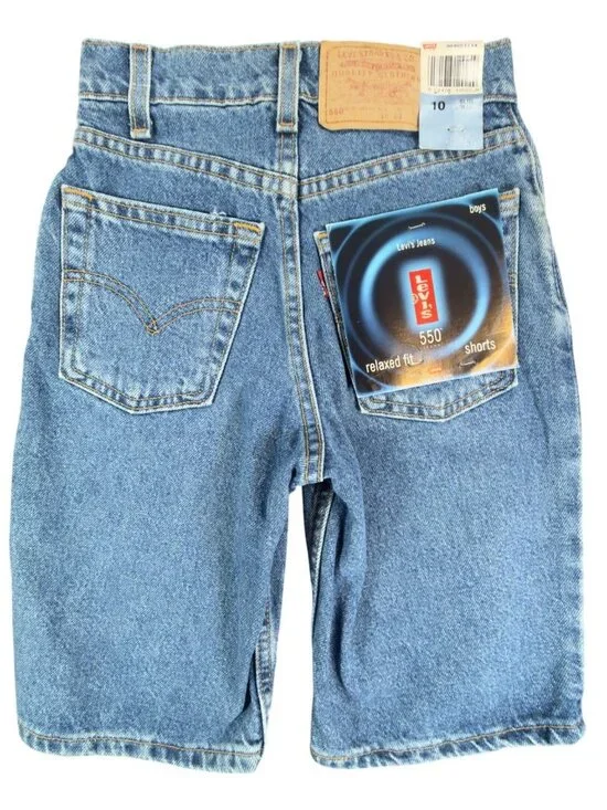 Levi's 550 Relaxed Fit Shorts Boys 10 Slim Blue Denim Vintage 90s New With Tags