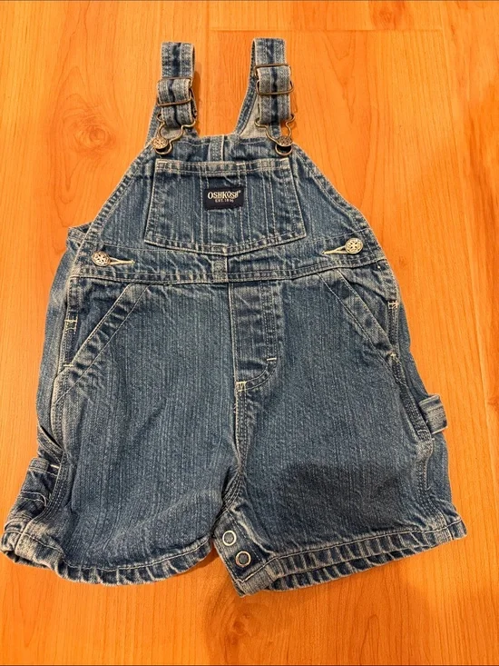 OshKosh B'gosh Classic Blue Denim Shortall Overalls 12 Months