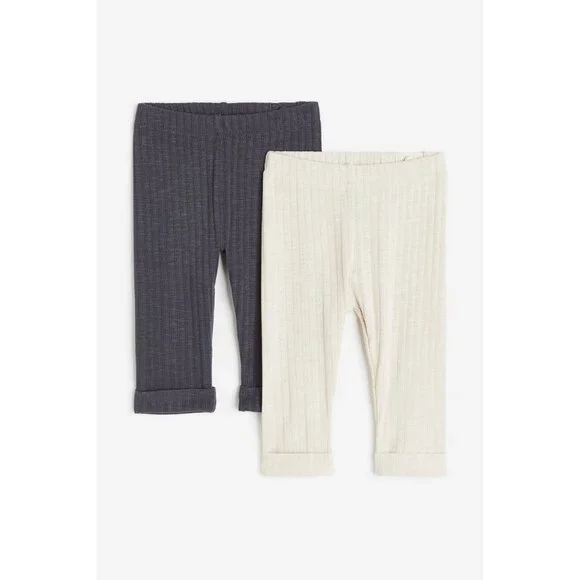 NWT H&M 2-pack Leggings‎ Size 18M Color Light beige/dark gray