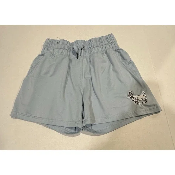 GOAT USA Shorts Embroidered Leg Light Blue Drawstring Elastic 22 In. Waist Boys