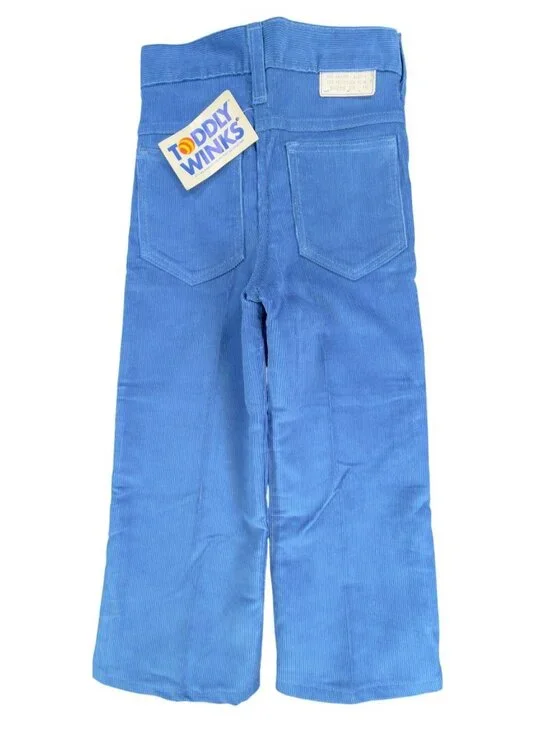 Toddy Winks Corduroy Pants Girls 4 Blue Cotton Blend Slim Vintage Deadstock NWT