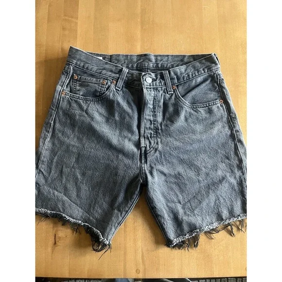 Levi's 501 '93 Original Men's Fit Denim Shorts Black Gray Cutoff Button Fly W33