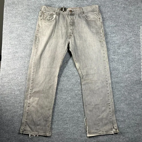 Levi's 501 Original Fit Straight Jeans Men's Gray Denim Button Fly 41X32 - Flaws