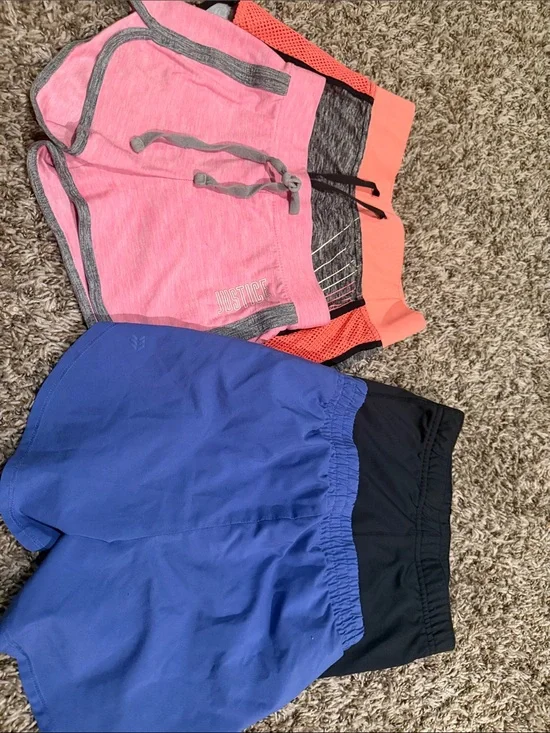 Justice Girls Active Shorts Trio - Pink, Coral & Royal Blue