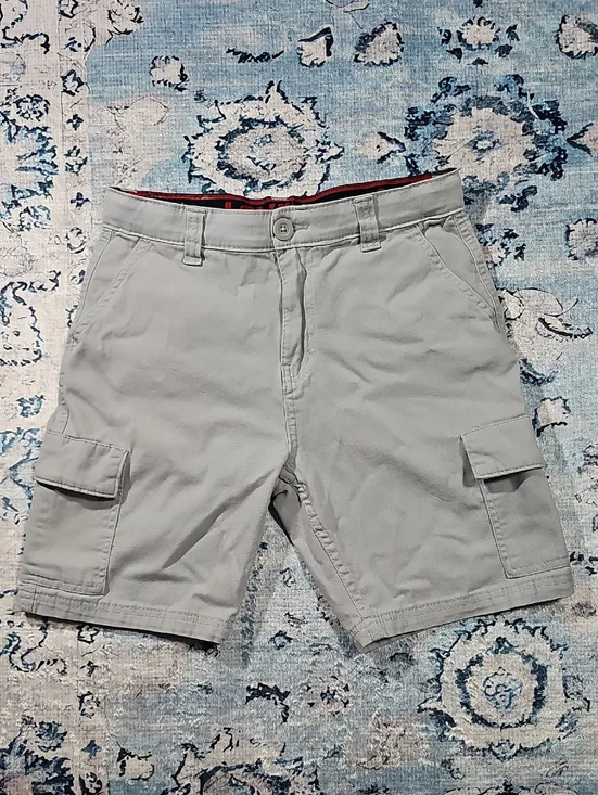 Levis Boys Gray Cargo Shorts Size 14 Regular Adjustable Waist Cotton Blend‎ 27W