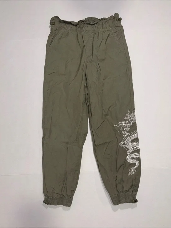 Primark Cares Girls Green Dragon Jogger Pants Elastic Waist 9-10Y