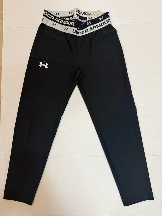 Under Armour Black Leggings with White Branded Waistband