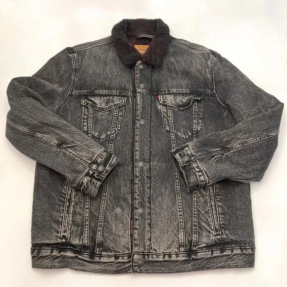 Levis Type III Sherpa x Justin Timberlake‎ Denim Trucker Jacket Faux Fur Mens XL