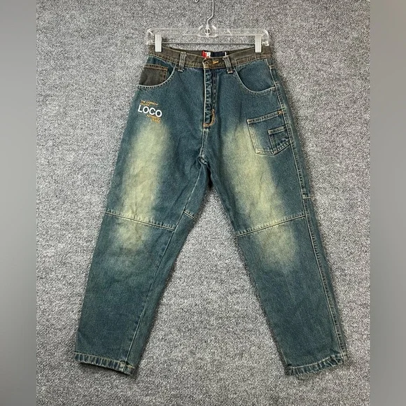 Vintage Loco Streetgear Jeans Boys Sz 14 Waist 28in‎ Streetwear Stone Wash Y2K