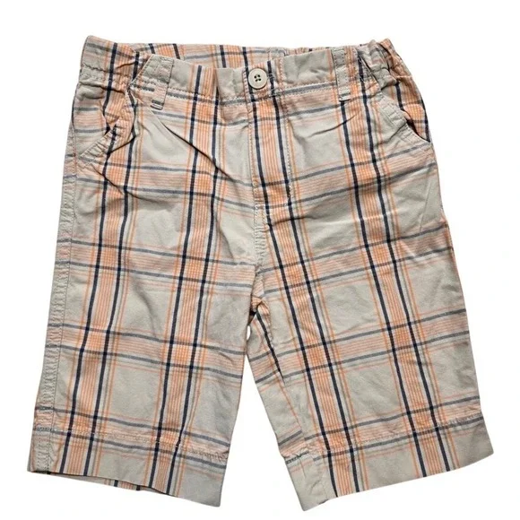 Koala Kids Boys 4T Plaid Shorts Orange Navy Tan Cotton Casual Summer Preppy