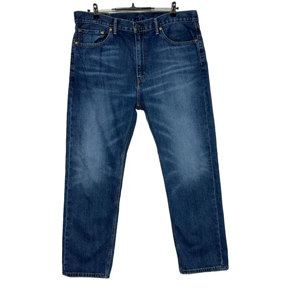 Levis 505 Jeans‎ 38x30 Blue Whiskers Dark Wash Straight Leg Workwear Chore