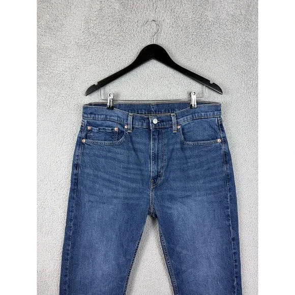Levis 505 Jeans Mens 36x30 Blue Medium Wash Regular Fit Straight Stretch Denim