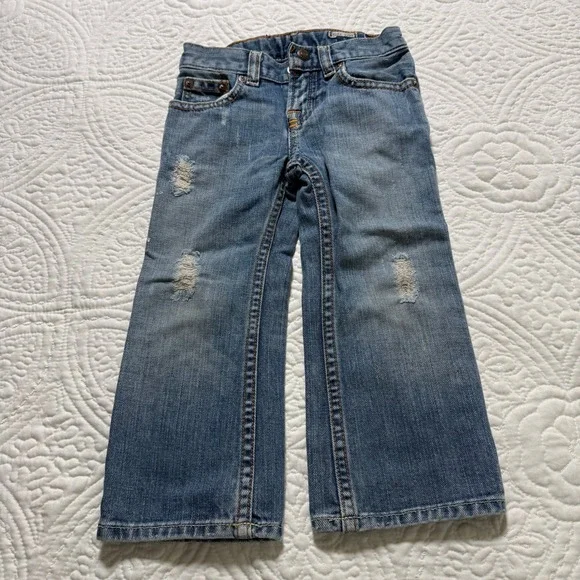 Polo Ralph Lauren Distressed Jeans Boys 2T Blue Straight Leg Adjustable Waist‎