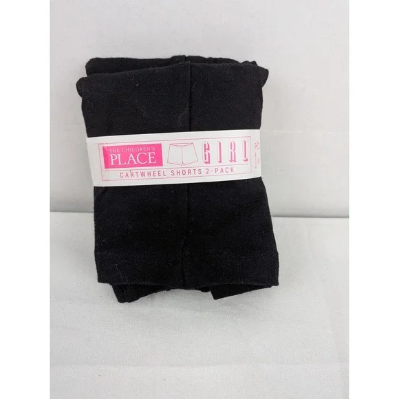 The Childrens Place Girls Black Cartwheel Shorts 2 Pack Size‎ L 10 12