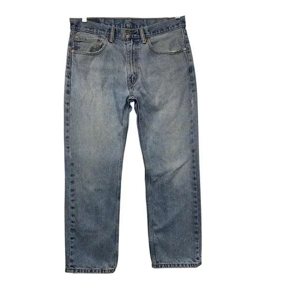Levi Strauss 505 Regular Fit Jeans Mens 34x29 Light Wash Blue Straight Leg Denim