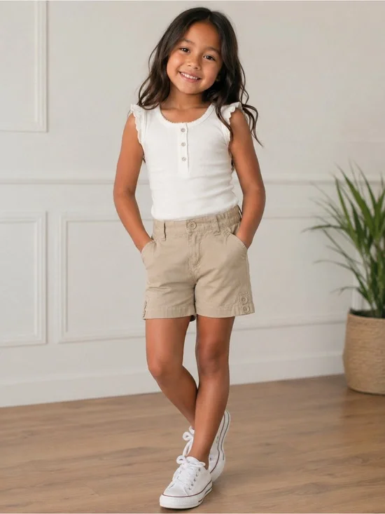 School Uniform Girls Khaki Shorts - Cherokee - Size 6